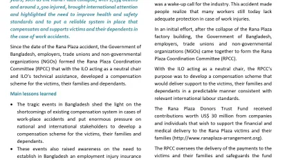 Cover page of brief on lessons from Rana Plaza that informed employment injury insurance