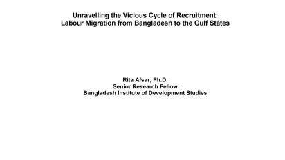Cover page of the working paper on the vicious recruitment cycle of Bangladesh migrant workers heading to the Gulf