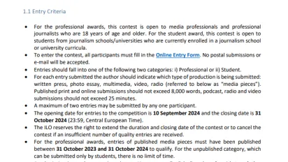The ILO Global Media Competition 2024 T&C