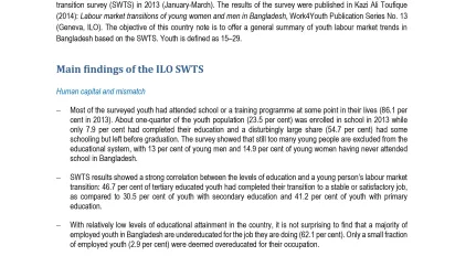 Cover page of the Bangladesh work for youth brief