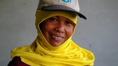 Portrait of female worker in a construction site in Thailand