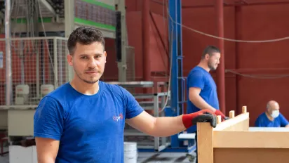 A young Syrian man working in a factory in Konya, Turkey.