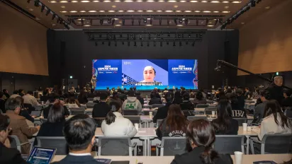 Simel Esim video message screening at the  2024 Social Enterprise Leaders Forum, Korea