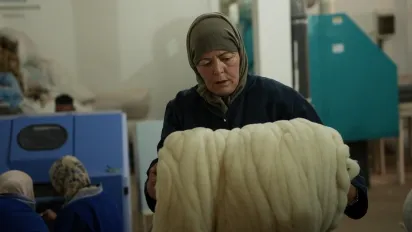 Woman working with wool