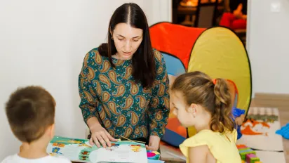 Care-taker with children 