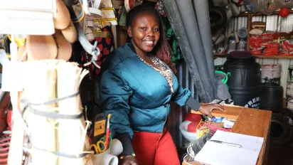 ILO BRMM beneficiary in her work place, Nairobi Kenya