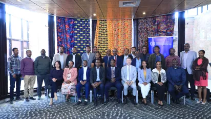 A group picture of participants of the social dialogue on inclusive digital transformation in Ethiopia