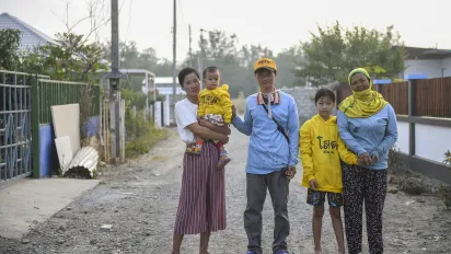 Migrant workers at construction site in Chiangmai, Thailand