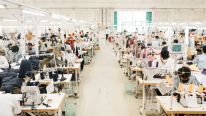 inside a garment factory in Indonesia