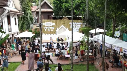 People participate in the International Coffee Day festival. 