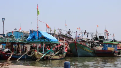 a group of fishing boats at anchor 