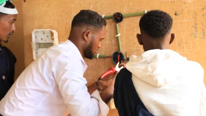Abdi Mowlid during a practical learning session at Jigjiga Polytechnic College 