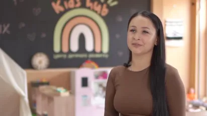 Woman in childcare facility