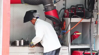 Zeitun Omar welding during the WorldSkills Kenya competition