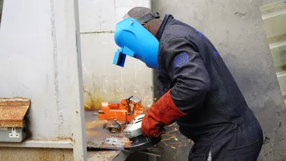 Student welding