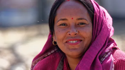 Gita Shrestha, selling refreshments and food outside