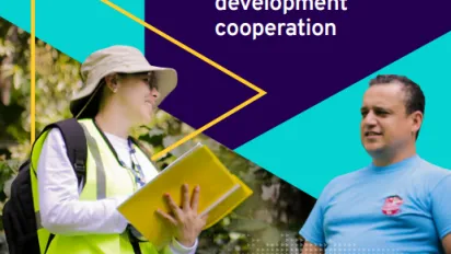 cover showing a woman labour inspector taking notes while discussing with a man
