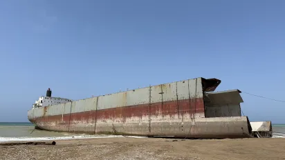 a vessel at the ship recycling yard in gadani, balochistan.