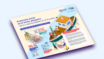 infografía sobre la protección social en el sector pesquero del Ecuador