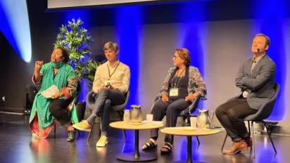 Simel Esim and other speakers at the keynote opening dialogue.