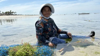 Seaweed farmer in Kaliuda village in East Sumba, Indonesia