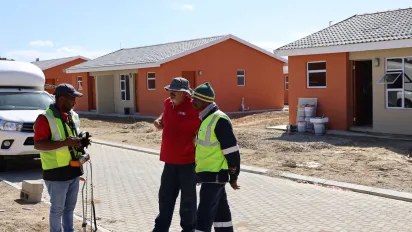 Construction workers on a working site