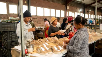 Women workers making shoes