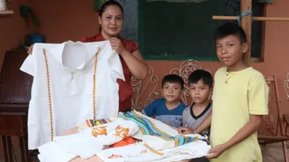artisan women with her three sons