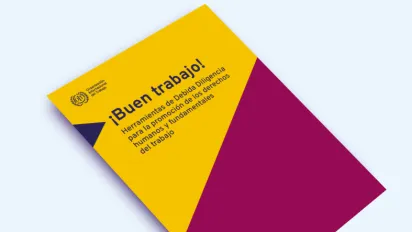 Tapa publicación . ¡Buen  trabajo! Herramientas de Debida Diligencia para la promoción de los derechos humanos y fundamentales del trabajo