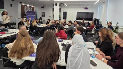 Students in a meeting room