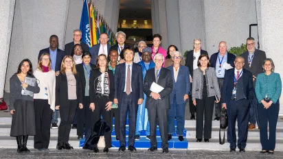 The ILO Committee of Experts members and Chairperson, Mr Alain Lacabarats, with Mr Changrok Soh, Chair of the UN Human Rights Committee and acting Chair of the Annual Meeting of the Chairs of the Treaty Bodies.