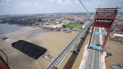 A bridge and a boat