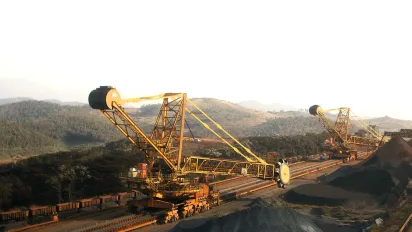 Iron ore extraction machine in action