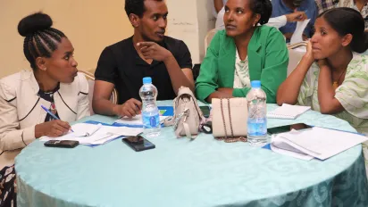 Trainees in group discussions