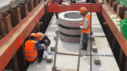 Construction workers on site.