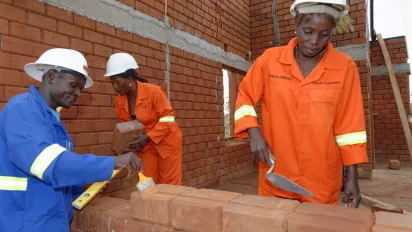 Construction workers in Zambia