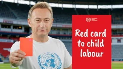 ILO Nepal Director raises the red card against child labour.