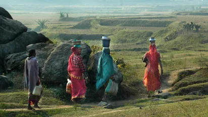 Informal economy workers carrying lunch, India