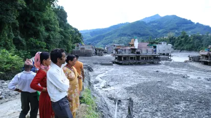Views of settlements in Nuwakot District, Bagmati Province, Nepal, show homes and surrounding areas covered in mud after devastating flash floods swept through central northern Nepal on 26 August.