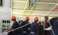 Male workers receives training at a maritime Training Center in Kiribati.