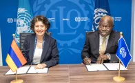 Ratification ceremony of Convention No. 190, 4 December 2025: Ms Hasmik Tolmajian, Ambassador and Permanent Representative of the Republic of Armenia to the United Nations Office in Geneva and Gilbert F. Houngbo, Director-General of the ILO.