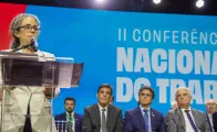 Diretora regional da OIT para América Latina e Caribe, Ana Virgínia Moreira Gomes, discursa na abertura da II Conferência Nacional do Trabalho, realizada em 3 de março, em São Paulo. 