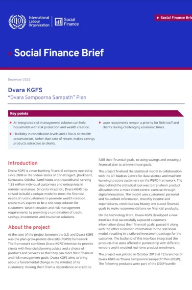 Cover for publication: "Social Finance Brief: Dvara KGFS"