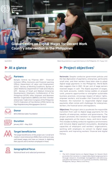 Cover for publication: "Digital wages for decent work in the Philippines: Fact sheet"