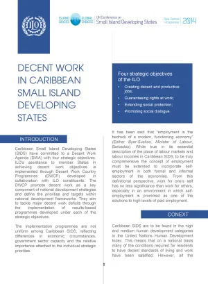 Cover for Decent Work in Caribbean Small Island Developing States