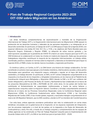 Plan de Trabajo Regional Conjunto 2023-2028 OIT-OIM sobre Migración en las Américas