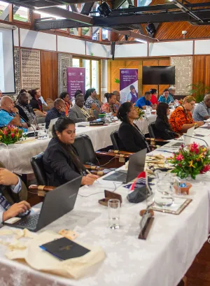 Participants of the Pacific Tripartite High-Level Dialogue on Decent Work and the 2050 Strategy for the Blue Pacific Continent in Suva, Fiji