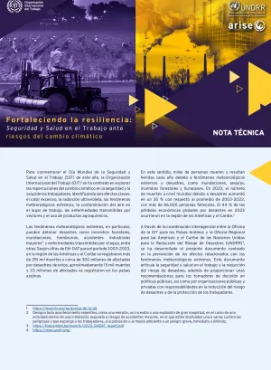 Portada de la nota técnica Fortaleciendo la resiliencia: Seguridad y Salud en el Trabajo ante riesgos del cambio climático 
