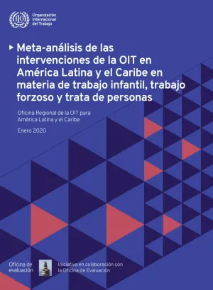 carátula de informe de resultados del Meta-análisis en materia de trabajo infantil, trabajo forzoso y trata de personas.