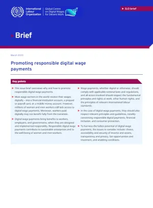 Cover for publication: "Brief: Promoting responsible digital wage payments"